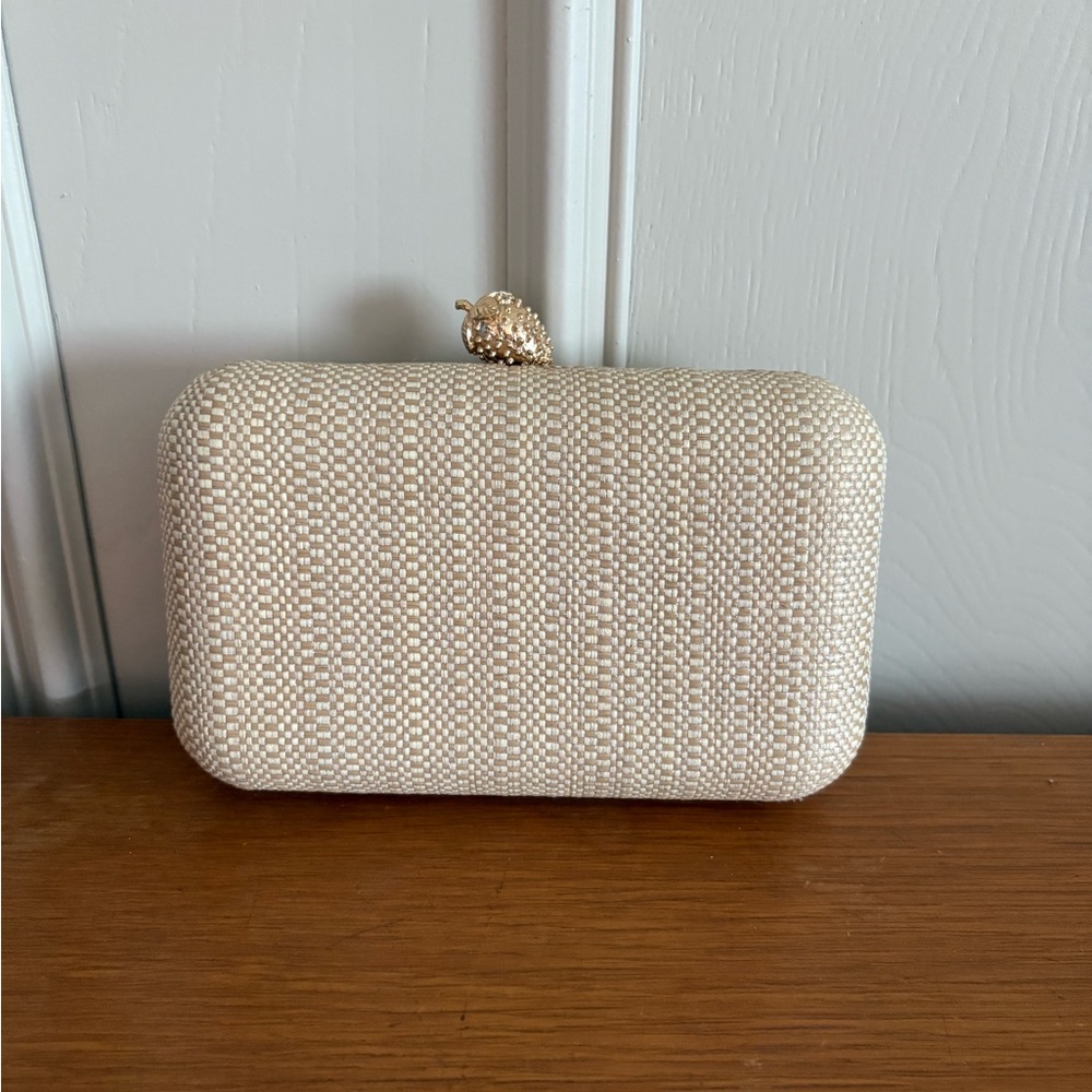 Elegant Cream Clutch with Gold Accent